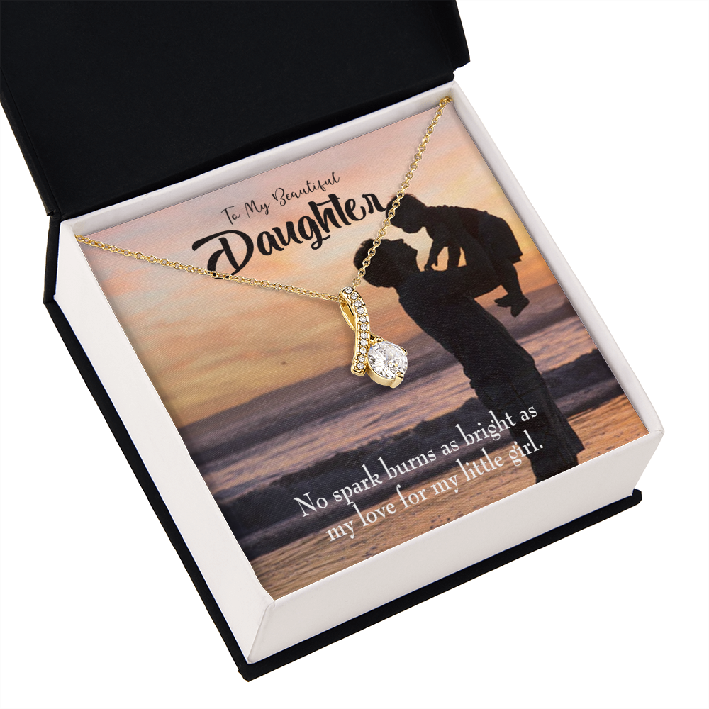 To My Daughter Dad's Bright Love Alluring Ribbon Necklace Message Card-Express Your Love Gifts