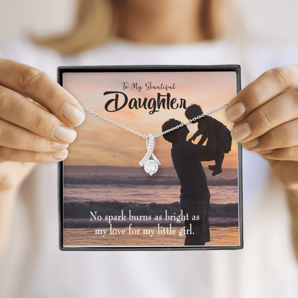 To My Daughter Dad's Bright Love Alluring Ribbon Necklace Message Card-Express Your Love Gifts