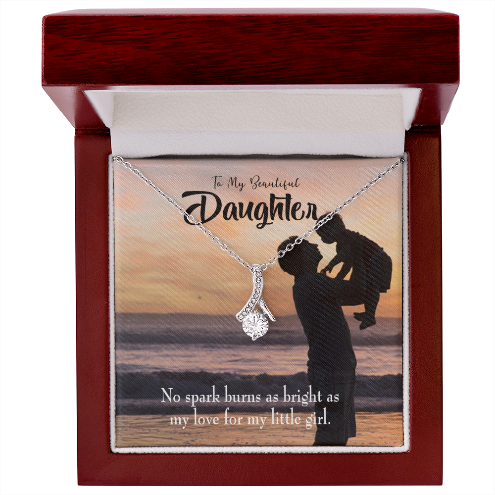 To My Daughter Dad's Bright Love Alluring Ribbon Necklace Message Card-Express Your Love Gifts