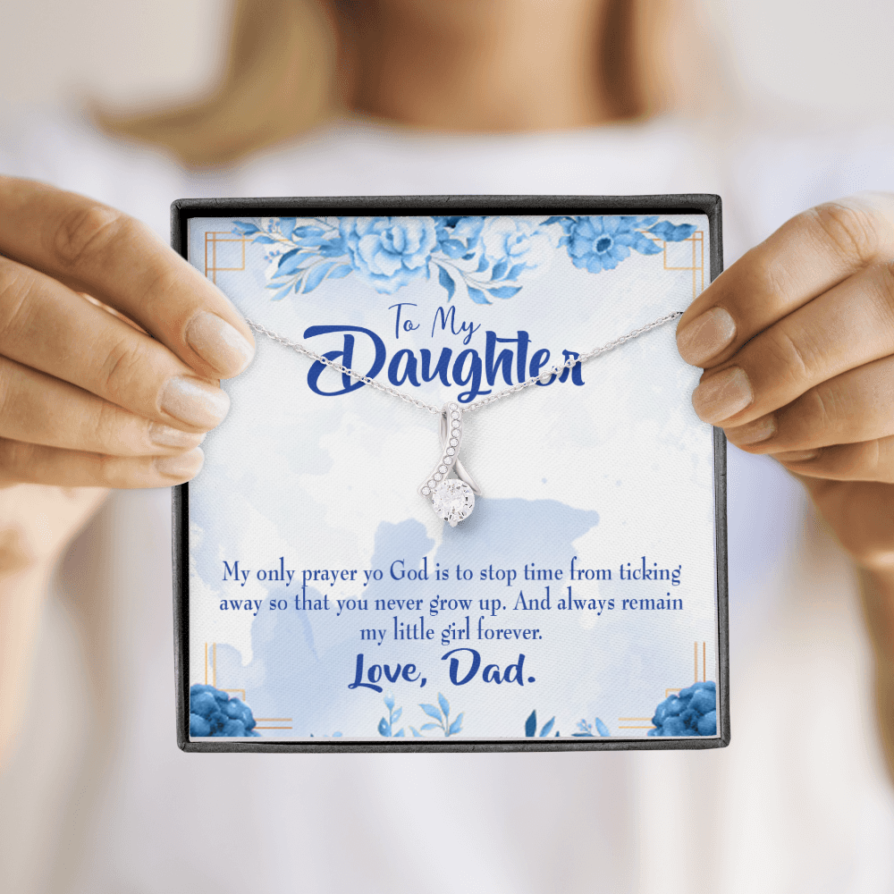To My Daughter Dad's Daughter Always Alluring Ribbon Necklace Message Card-Express Your Love Gifts