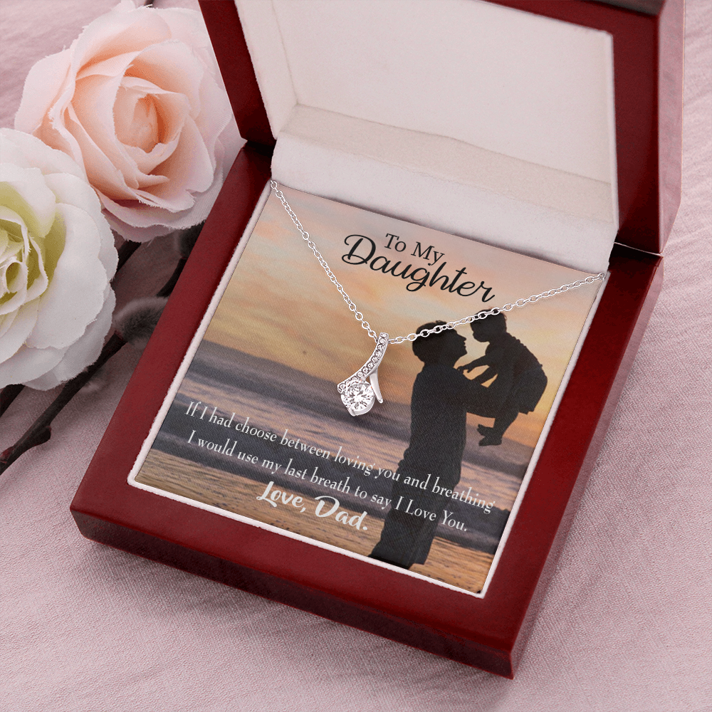 To My Daughter Dad's Last Breath Alluring Ribbon Necklace Message Card-Express Your Love Gifts