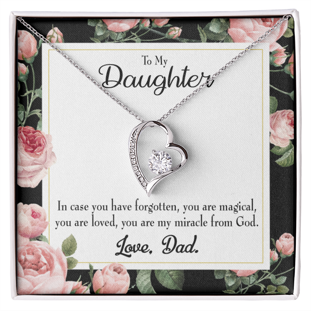 To My Daughter Dad's Magical and Miracle Daughter Forever Necklace w Message Card-Express Your Love Gifts