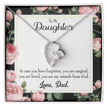 To My Daughter Dad's Magical and Miracle Daughter Forever Necklace w Message Card-Express Your Love Gifts
