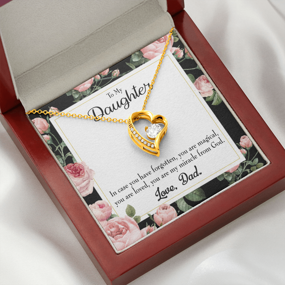 To My Daughter Dad's Magical and Miracle Daughter Forever Necklace w Message Card-Express Your Love Gifts