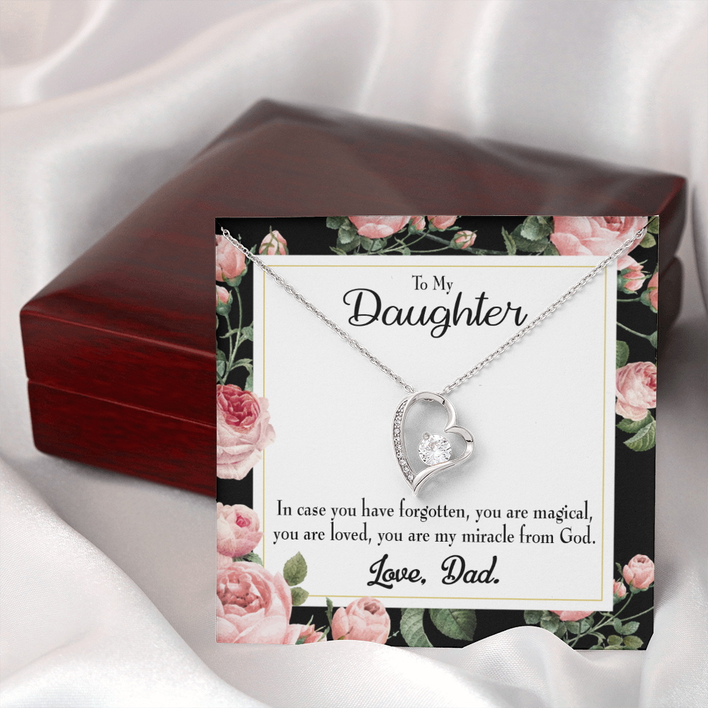 To My Daughter Dad's Magical and Miracle Daughter Forever Necklace w Message Card-Express Your Love Gifts