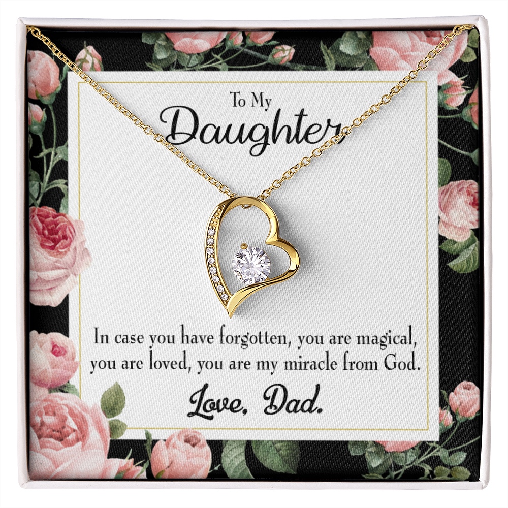 To My Daughter Dad's Magical and Miracle Daughter Forever Necklace w Message Card-Express Your Love Gifts