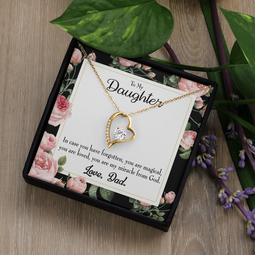 To My Daughter Dad's Magical and Miracle Daughter Forever Necklace w Message Card-Express Your Love Gifts