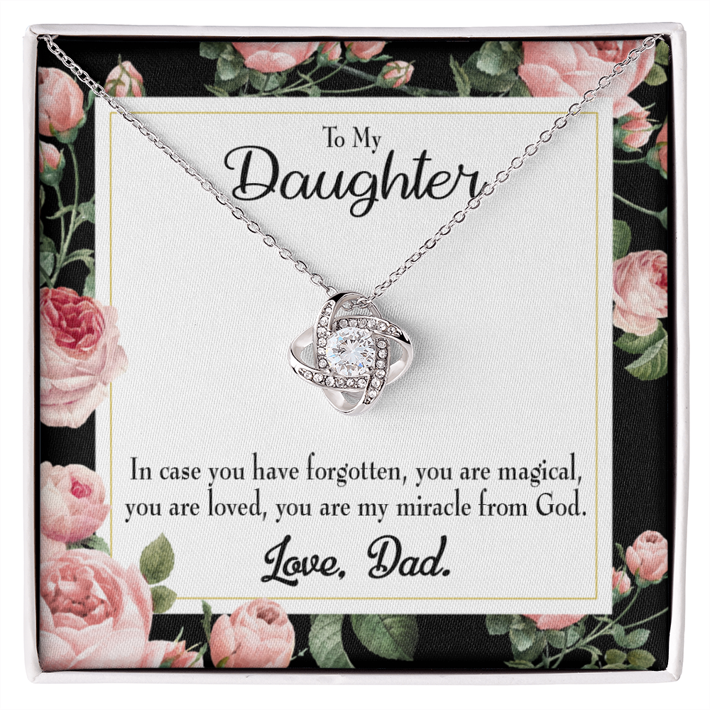 To My Daughter Dad's Magical and Miracle Daughter Infinity Knot Necklace Message Card-Express Your Love Gifts