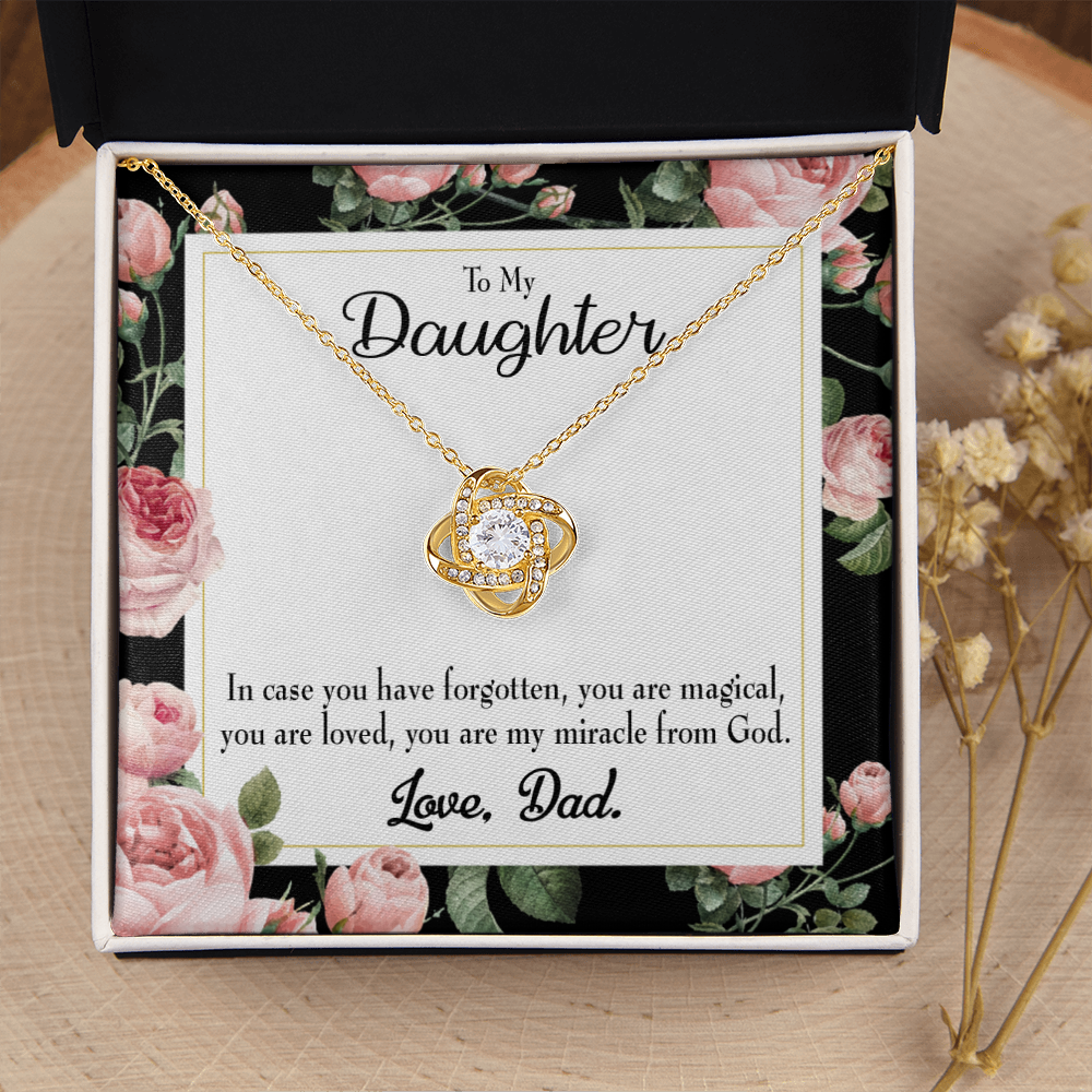To My Daughter Dad's Magical and Miracle Daughter Infinity Knot Necklace Message Card-Express Your Love Gifts