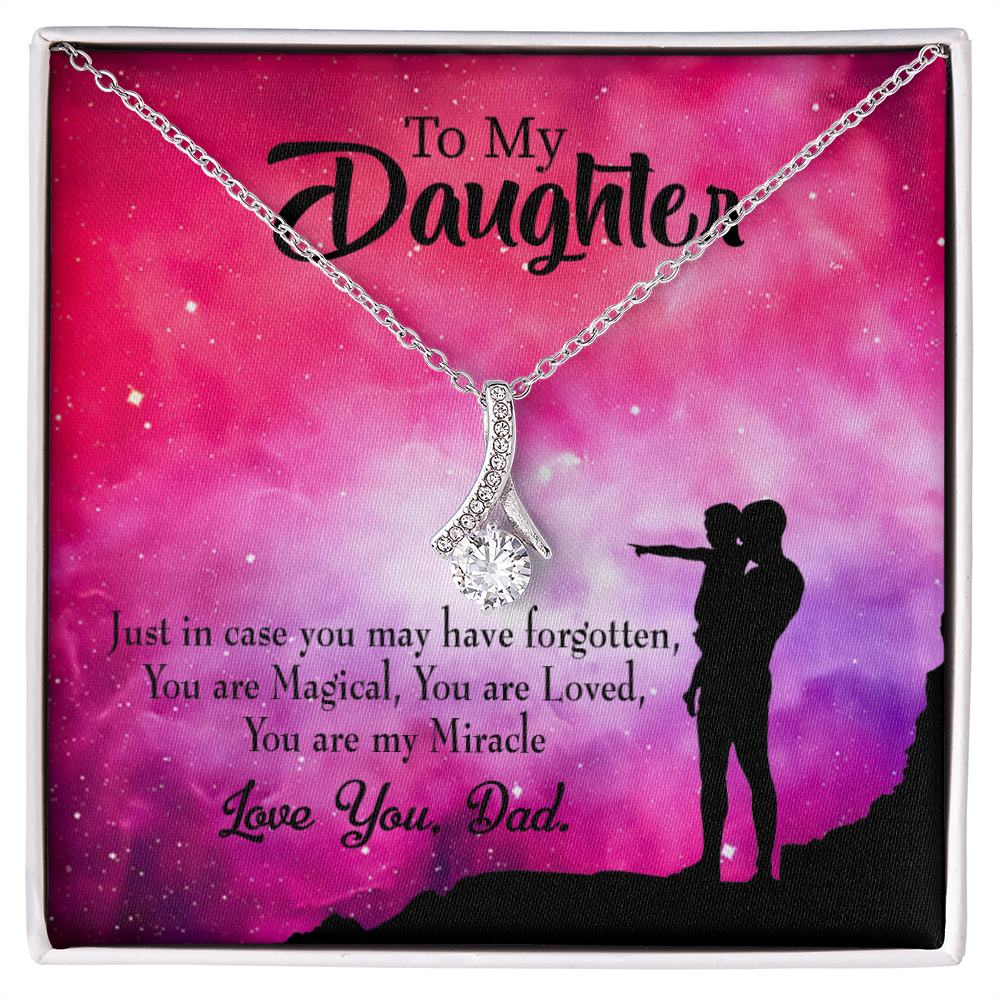 To My Daughter Dad's Miracle Alluring Ribbon Necklace Message Card-Express Your Love Gifts