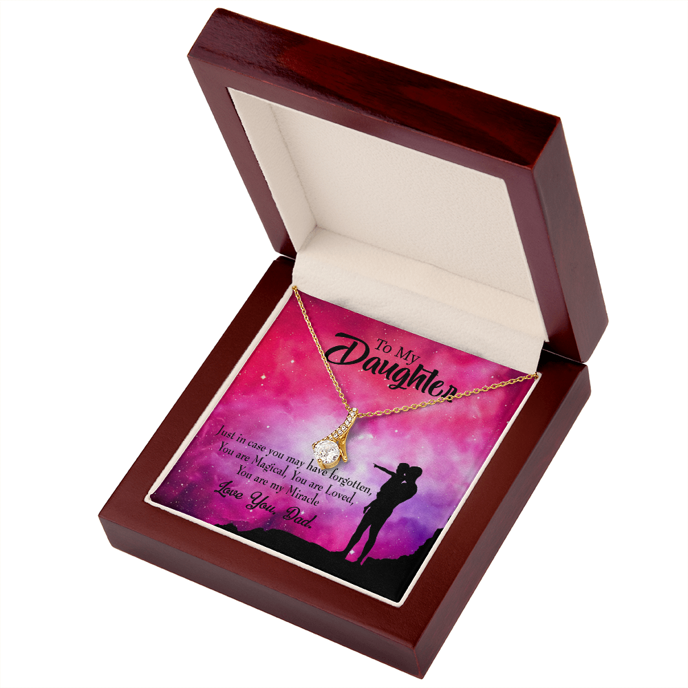 To My Daughter Dad's Miracle Alluring Ribbon Necklace Message Card-Express Your Love Gifts