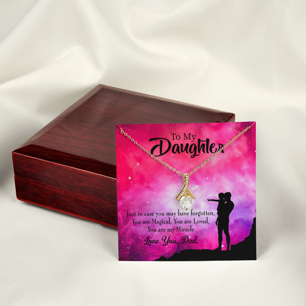 To My Daughter Dad's Miracle Alluring Ribbon Necklace Message Card-Express Your Love Gifts