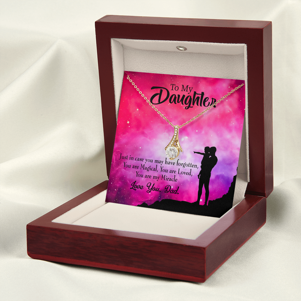 To My Daughter Dad's Miracle Alluring Ribbon Necklace Message Card-Express Your Love Gifts