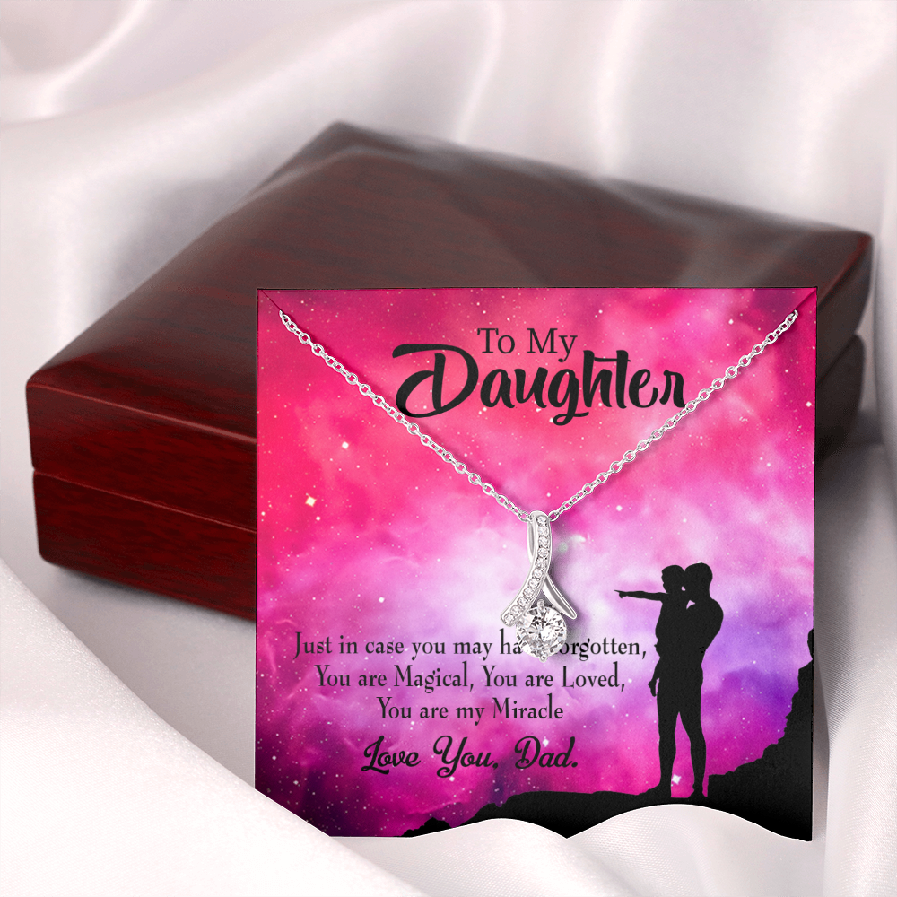 To My Daughter Dad's Miracle Alluring Ribbon Necklace Message Card-Express Your Love Gifts