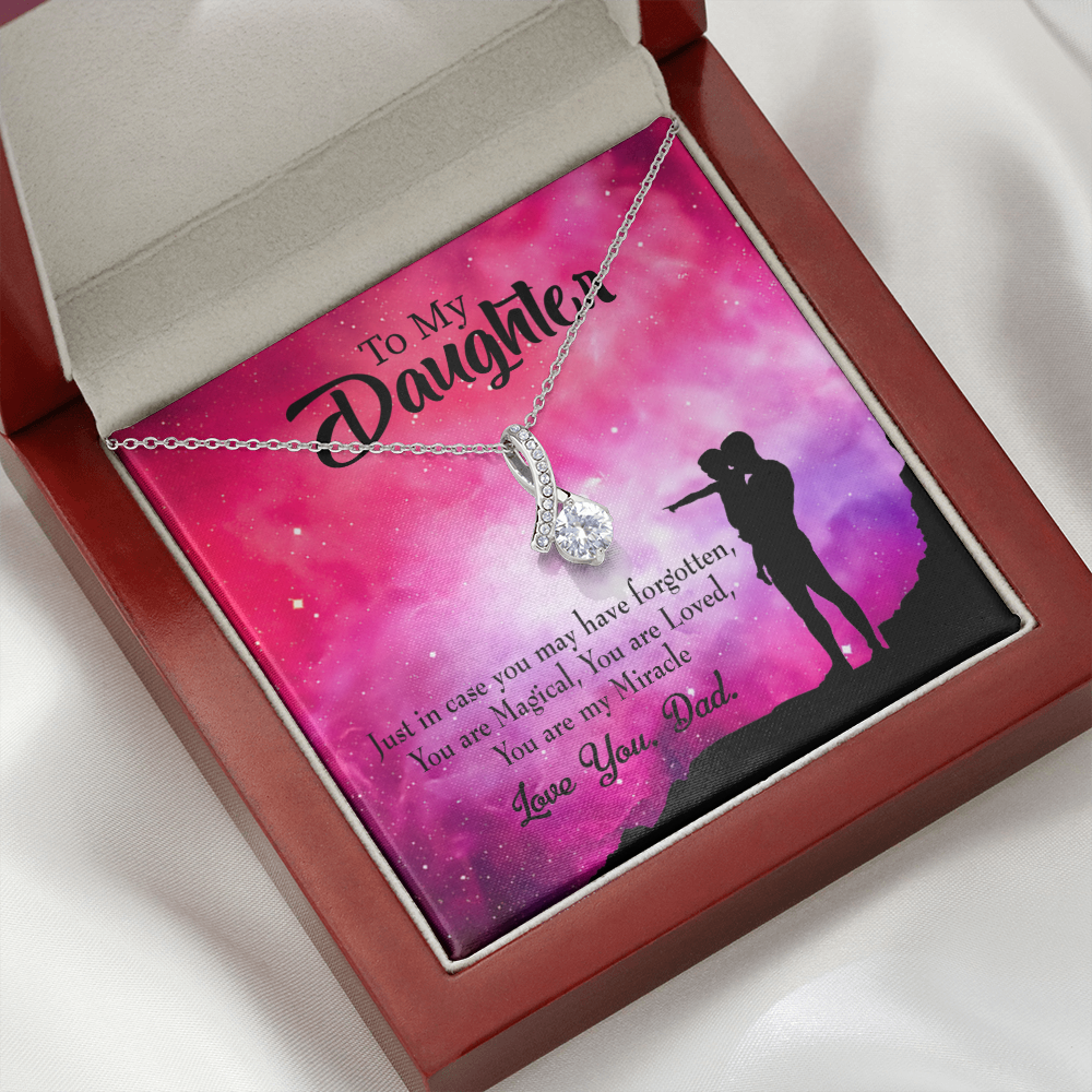 To My Daughter Dad's Miracle Alluring Ribbon Necklace Message Card-Express Your Love Gifts