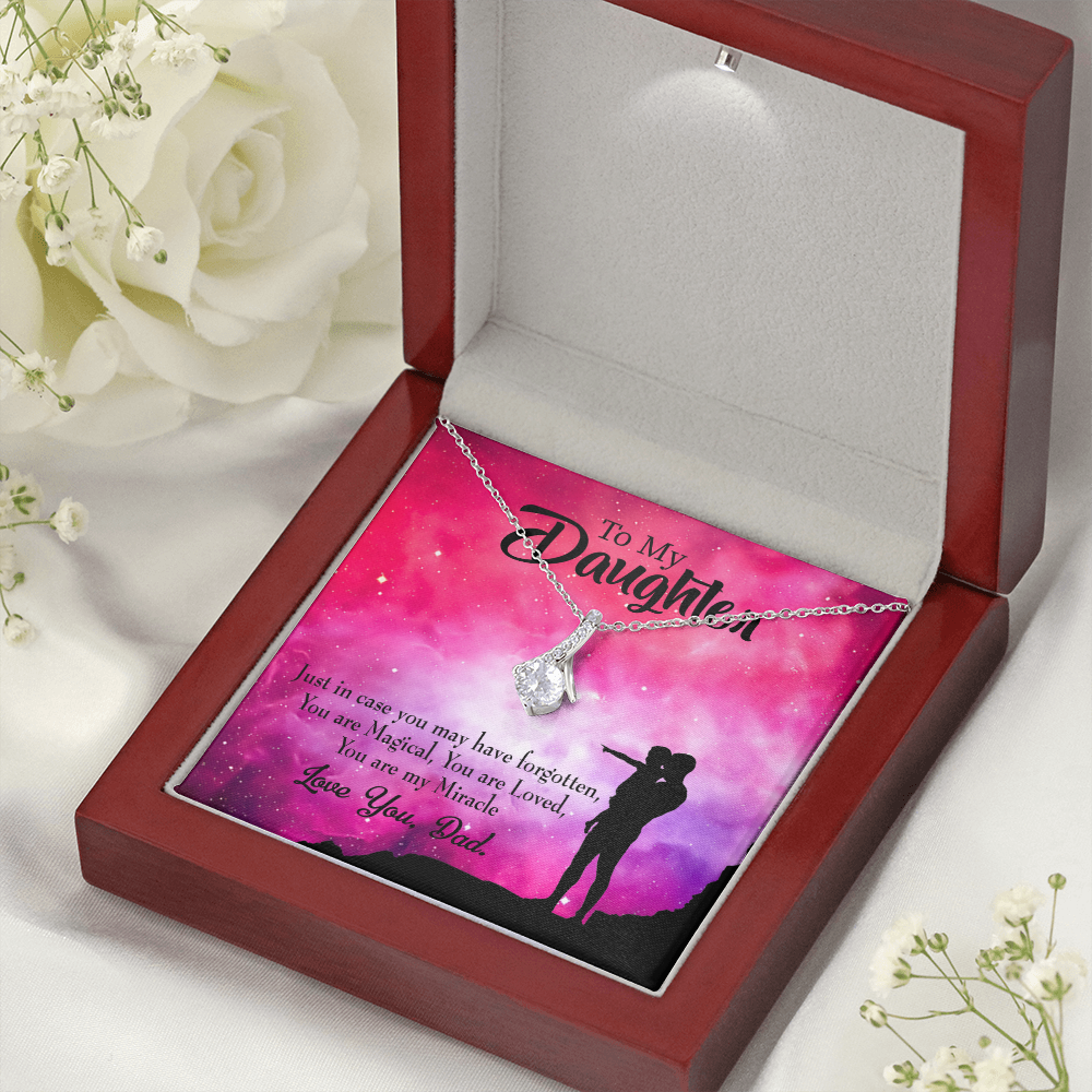 To My Daughter Dad's Miracle Alluring Ribbon Necklace Message Card-Express Your Love Gifts