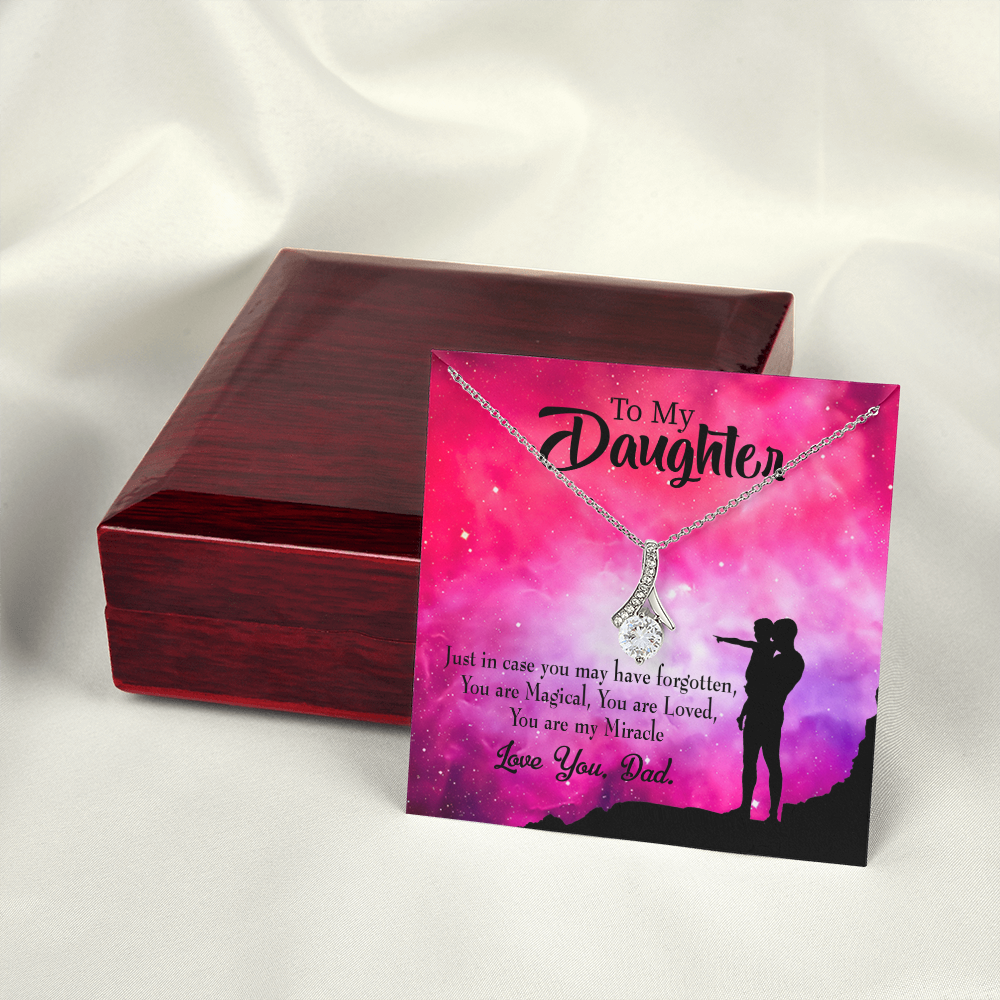 To My Daughter Dad's Miracle Alluring Ribbon Necklace Message Card-Express Your Love Gifts