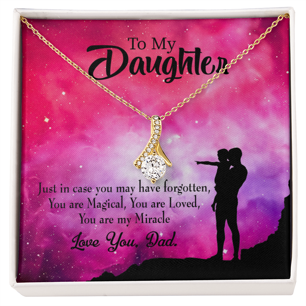 To My Daughter Dad's Miracle Alluring Ribbon Necklace Message Card-Express Your Love Gifts