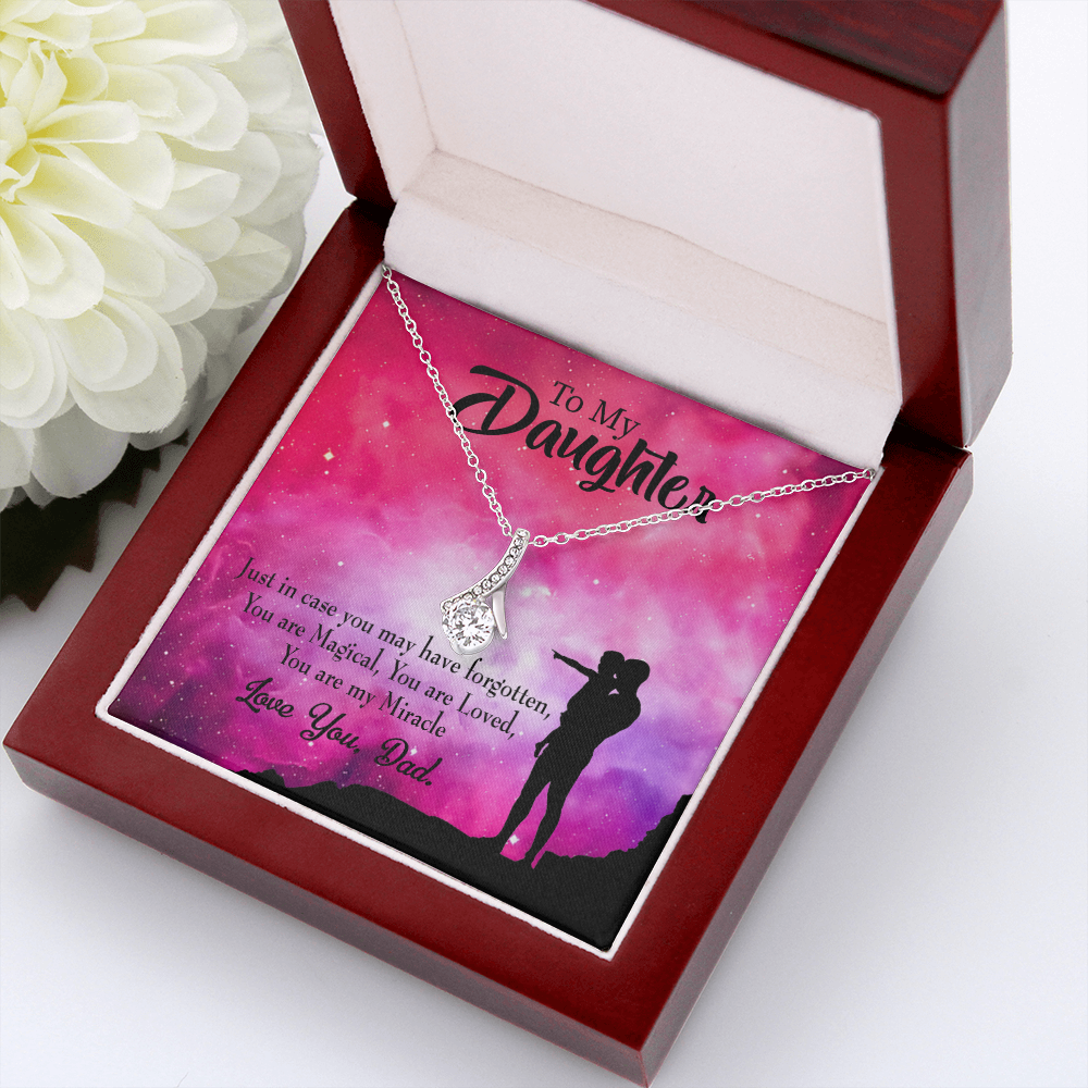 To My Daughter Dad's Miracle Alluring Ribbon Necklace Message Card-Express Your Love Gifts