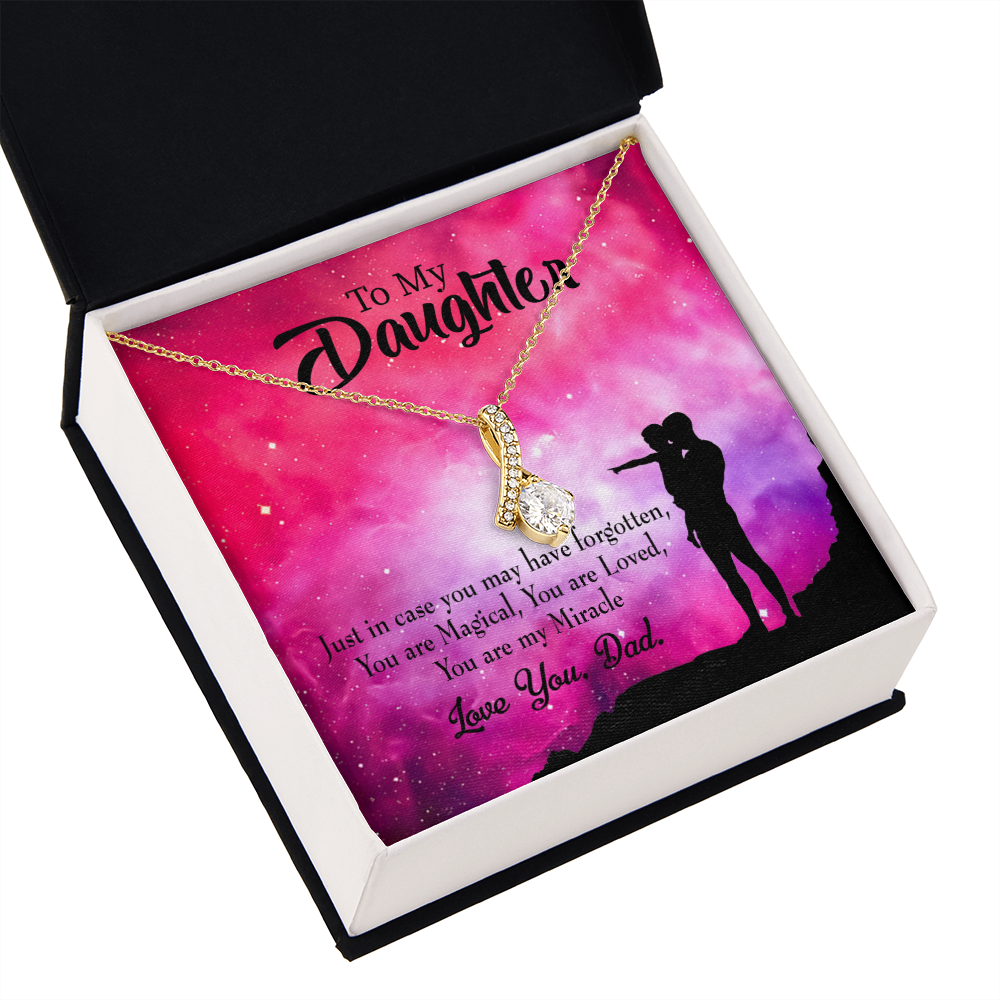 To My Daughter Dad's Miracle Alluring Ribbon Necklace Message Card-Express Your Love Gifts