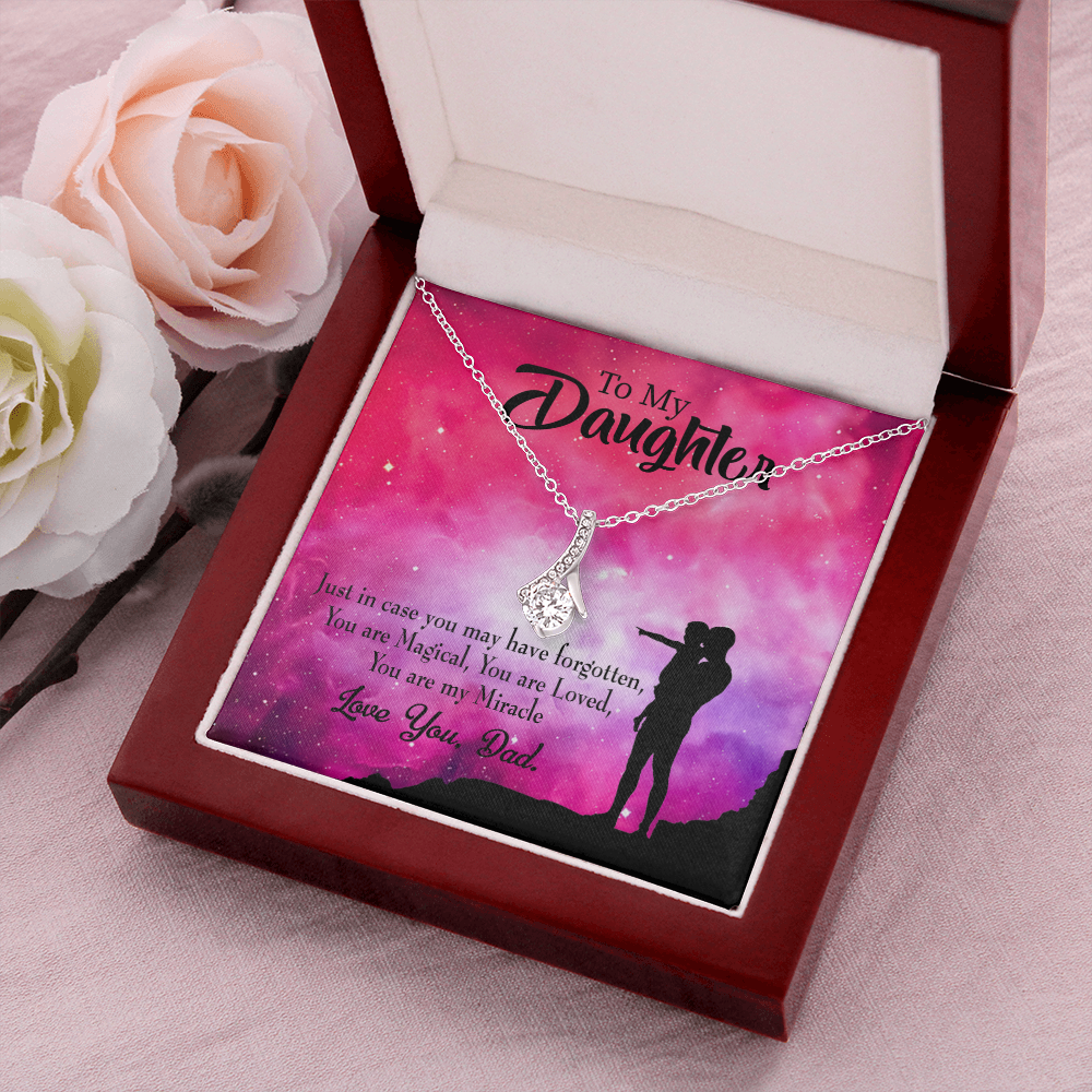 To My Daughter Dad's Miracle Alluring Ribbon Necklace Message Card-Express Your Love Gifts