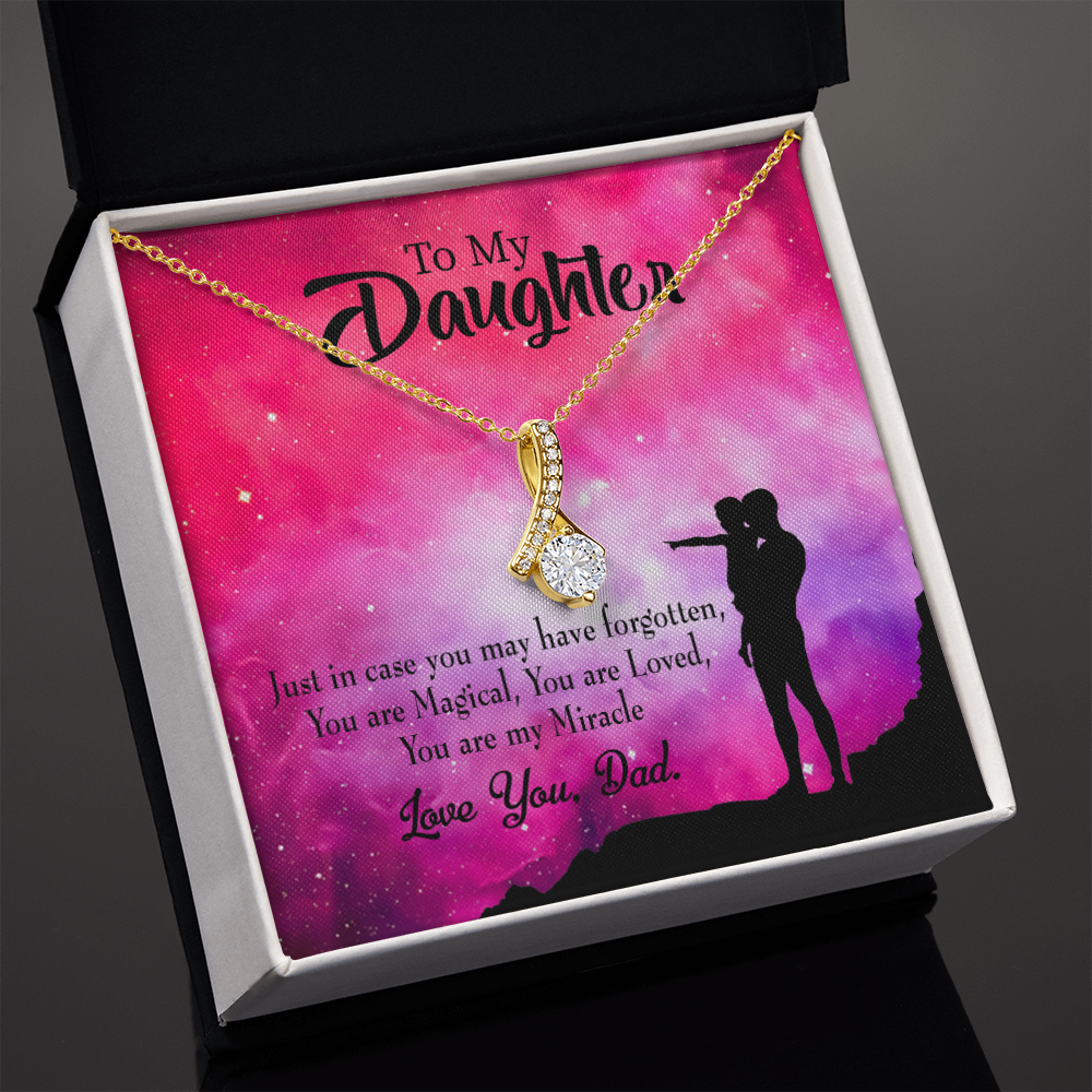 To My Daughter Dad's Miracle Alluring Ribbon Necklace Message Card-Express Your Love Gifts