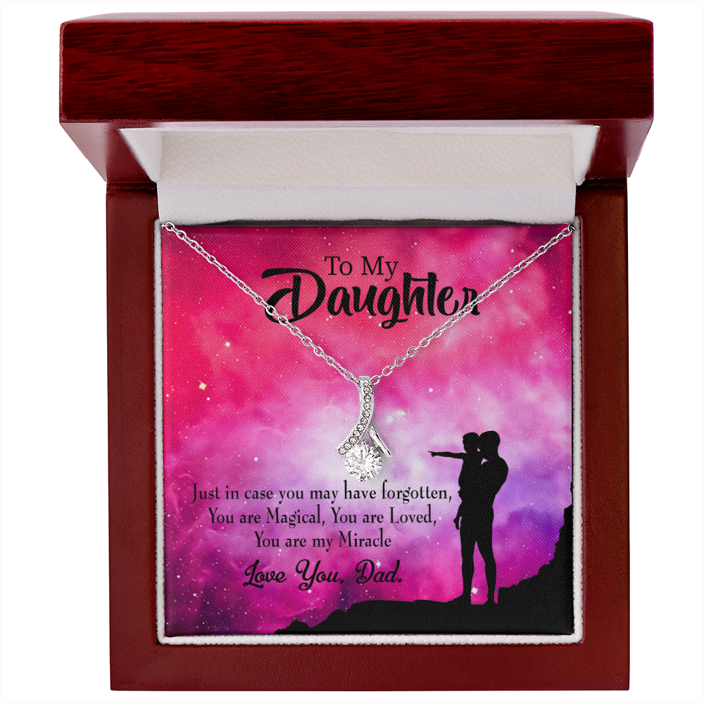 To My Daughter Dad's Miracle Alluring Ribbon Necklace Message Card-Express Your Love Gifts