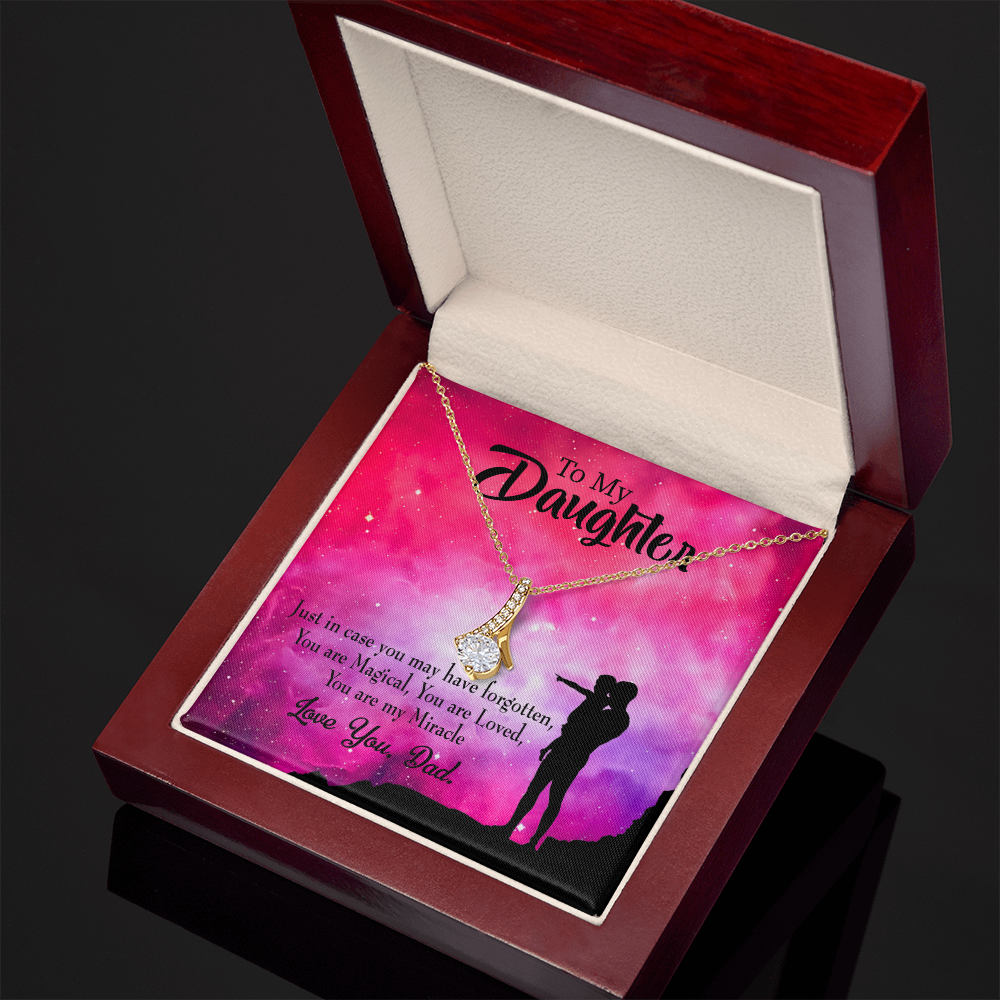 To My Daughter Dad's Miracle Alluring Ribbon Necklace Message Card-Express Your Love Gifts