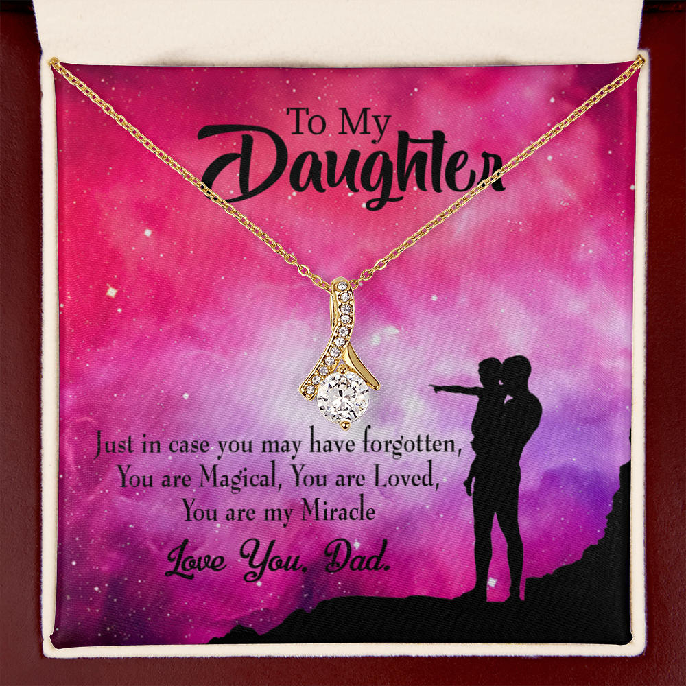 To My Daughter Dad's Miracle Alluring Ribbon Necklace Message Card-Express Your Love Gifts