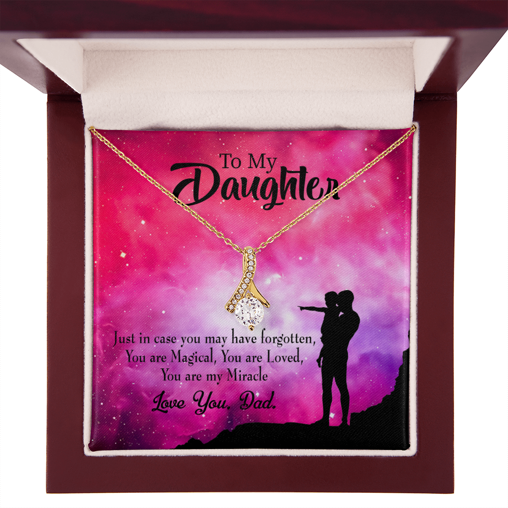 To My Daughter Dad's Miracle Alluring Ribbon Necklace Message Card-Express Your Love Gifts
