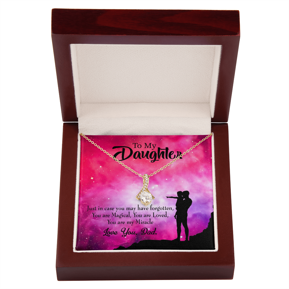 To My Daughter Dad's Miracle Alluring Ribbon Necklace Message Card-Express Your Love Gifts