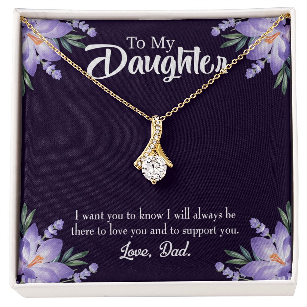To My Daughter Dad Supports Daughter Alluring Ribbon Necklace Message Card-Express Your Love Gifts