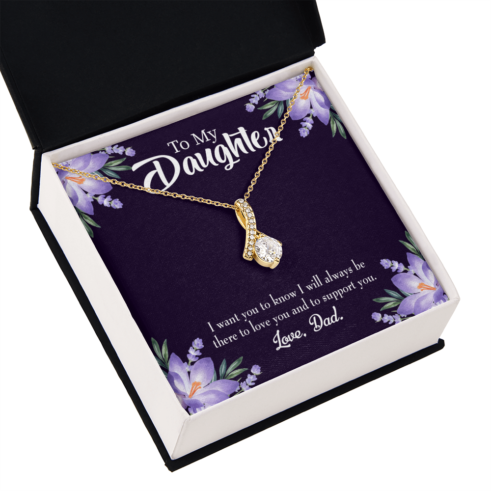 To My Daughter Dad Supports Daughter Alluring Ribbon Necklace Message Card-Express Your Love Gifts