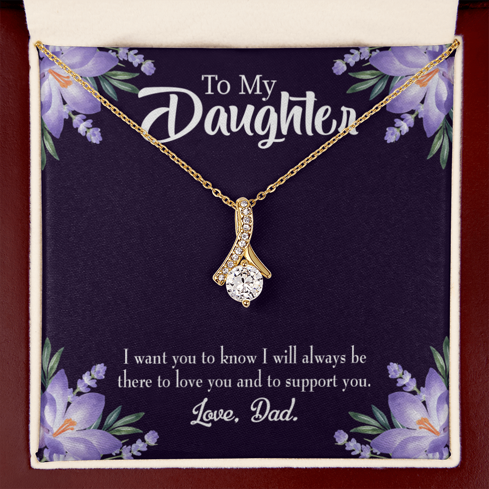 To My Daughter Dad Supports Daughter Alluring Ribbon Necklace Message Card-Express Your Love Gifts