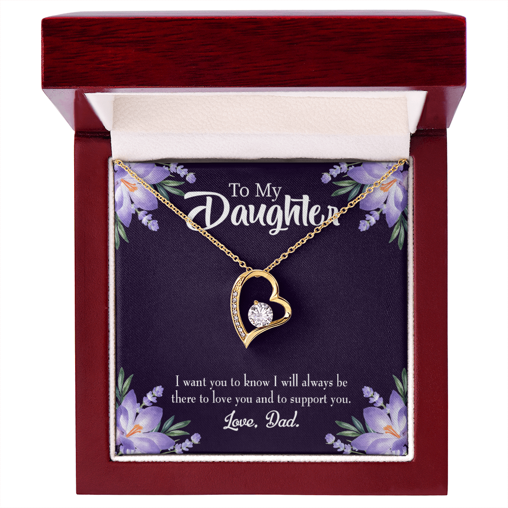 To My Daughter Dad Supports You Forever Necklace w Message Card-Express Your Love Gifts