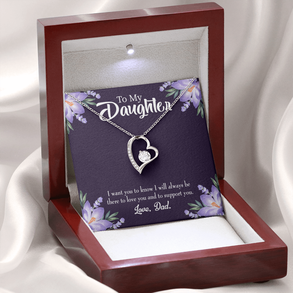 To My Daughter Dad Supports You Forever Necklace w Message Card-Express Your Love Gifts