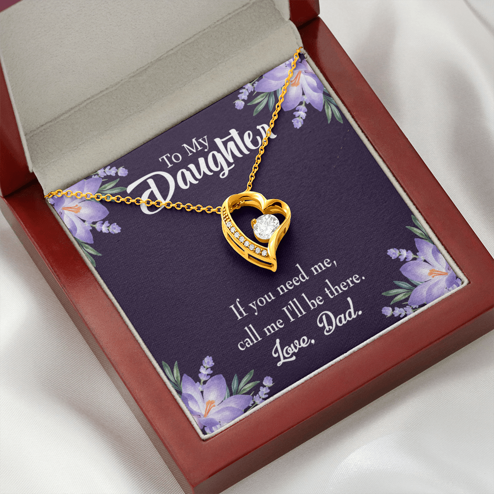 To My Daughter Dad Will be There Forever Necklace w Message Card-Express Your Love Gifts