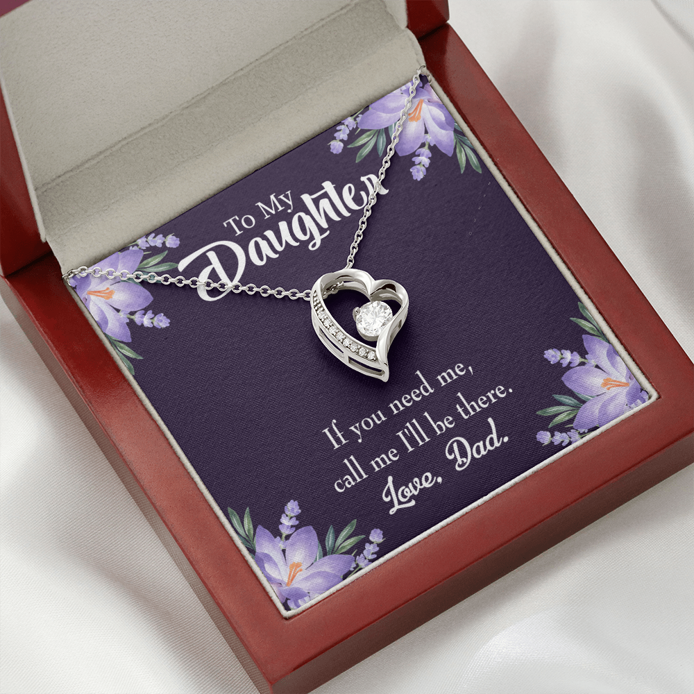 To My Daughter Dad Will be There Forever Necklace w Message Card-Express Your Love Gifts