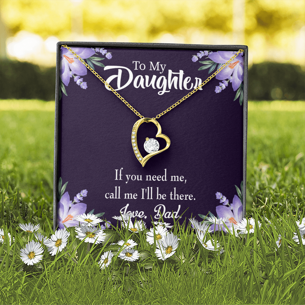 To My Daughter Dad Will be There Forever Necklace w Message Card-Express Your Love Gifts