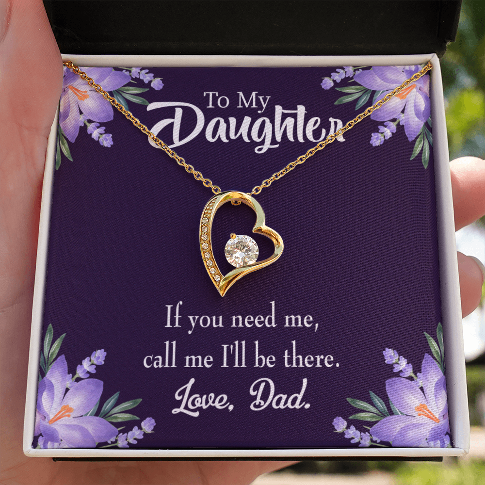 To My Daughter Dad Will be There Forever Necklace w Message Card-Express Your Love Gifts