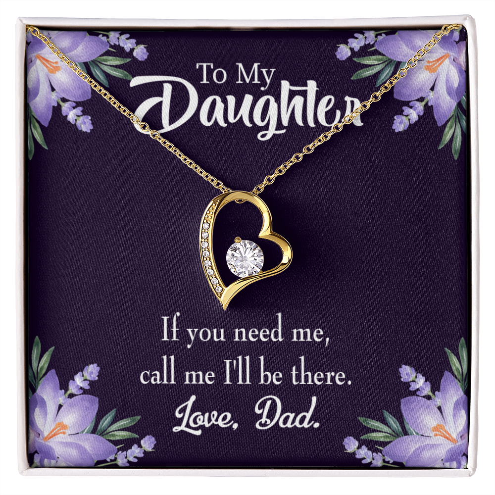 To My Daughter Dad Will be There Forever Necklace w Message Card-Express Your Love Gifts