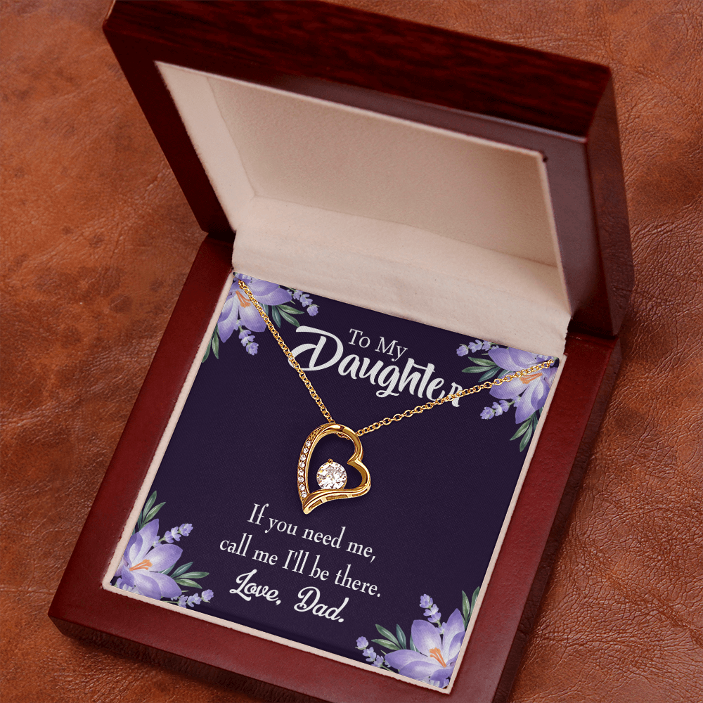 To My Daughter Dad Will be There Forever Necklace w Message Card-Express Your Love Gifts
