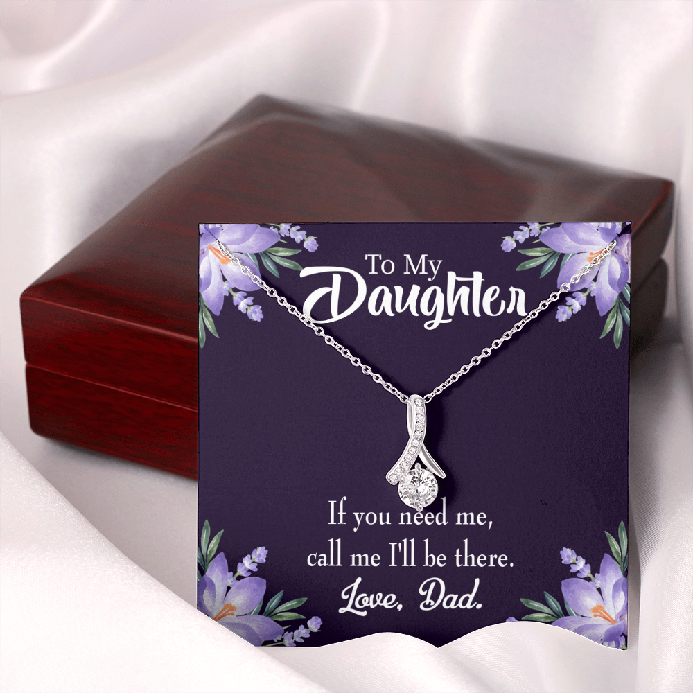 To My Daughter Dad Will be There From Dad Alluring Ribbon Necklace Message Card-Express Your Love Gifts