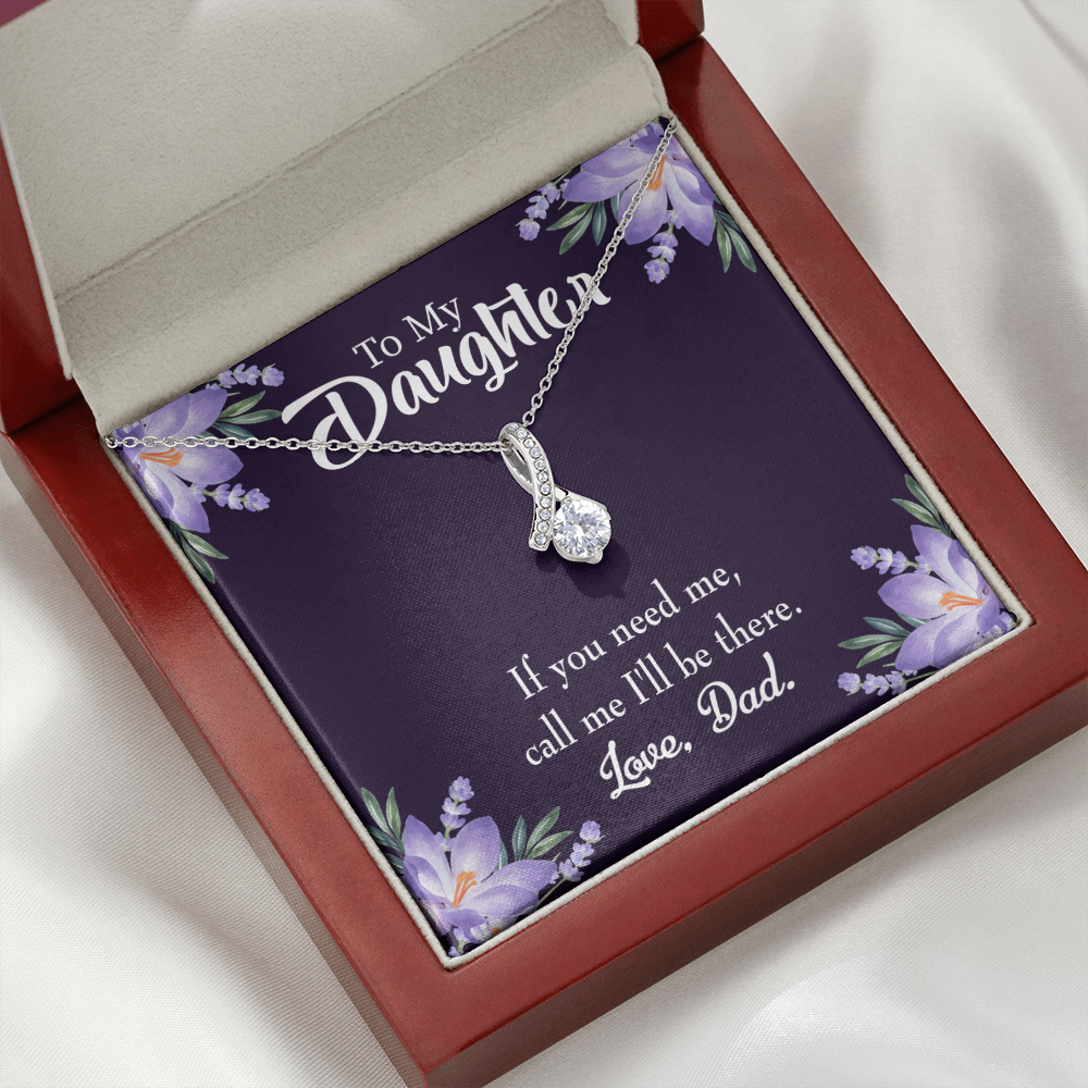 To My Daughter Dad Will be There From Dad Alluring Ribbon Necklace Message Card-Express Your Love Gifts