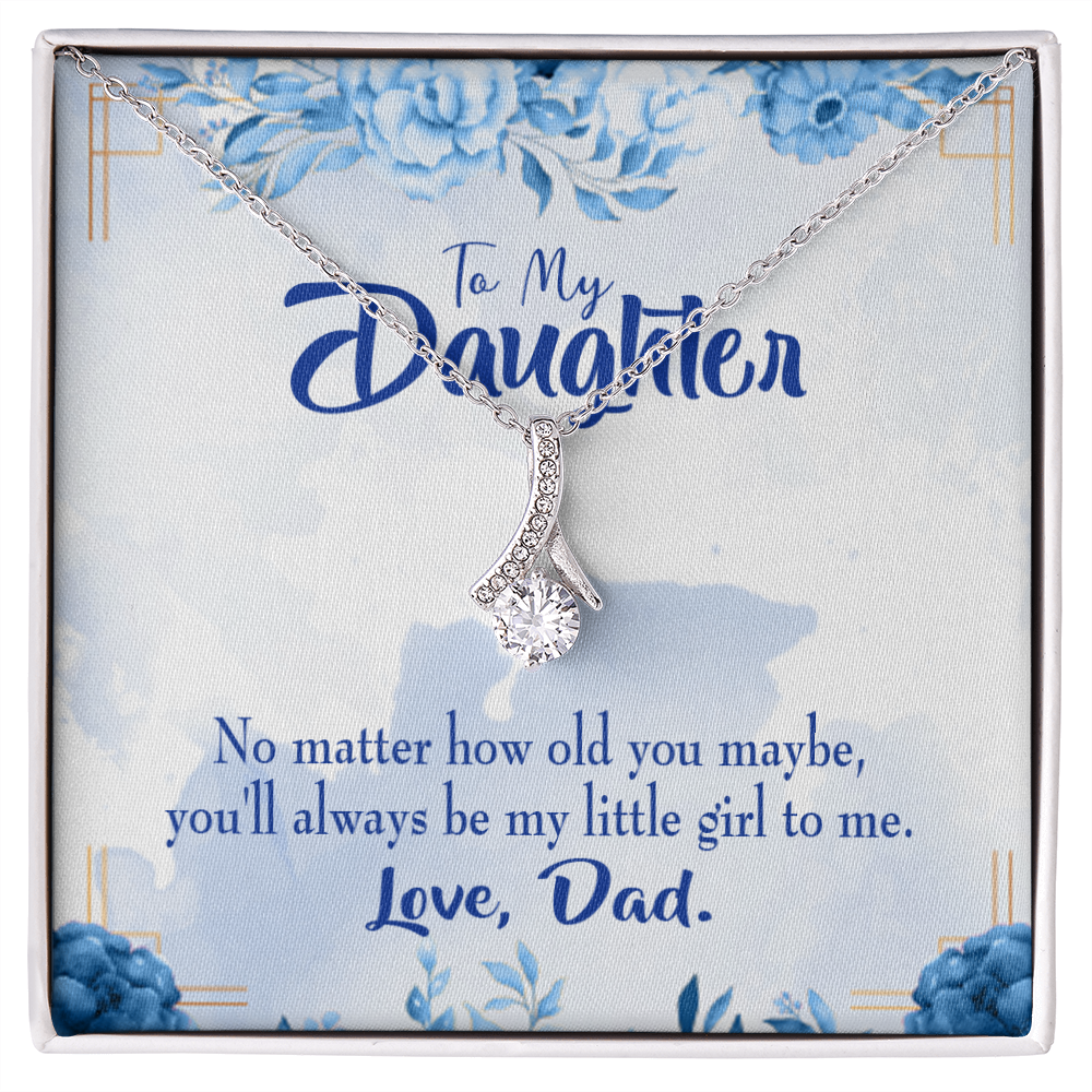 To My Daughter Daddy's Little Girl Alluring Ribbon Necklace Message Card-Express Your Love Gifts