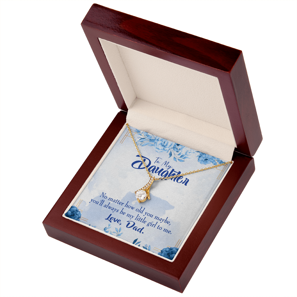 To My Daughter Daddy's Little Girl Alluring Ribbon Necklace Message Card-Express Your Love Gifts