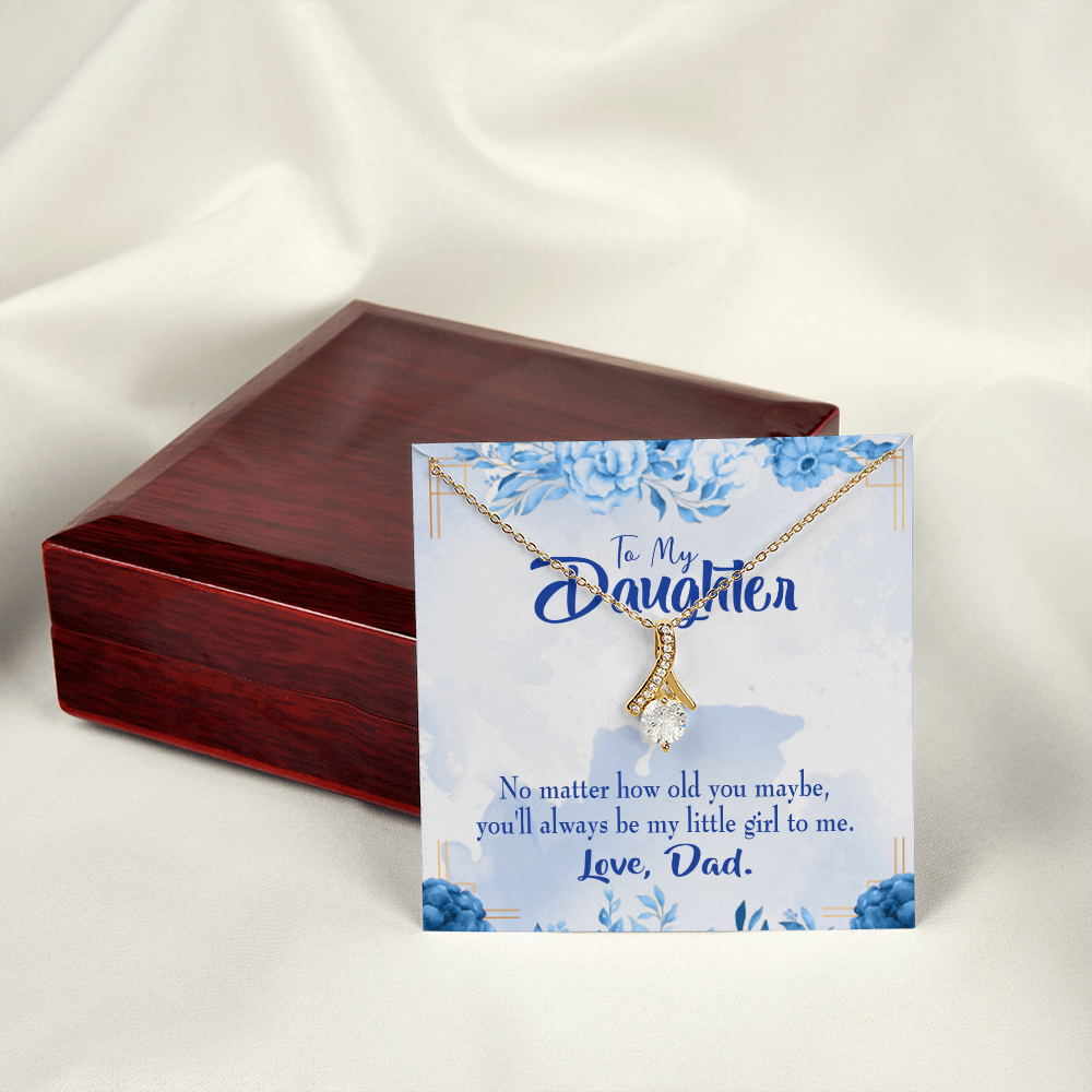To My Daughter Daddy's Little Girl Alluring Ribbon Necklace Message Card-Express Your Love Gifts
