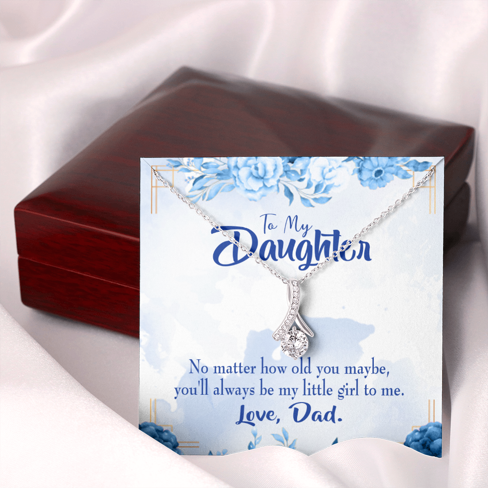 To My Daughter Daddy's Little Girl Alluring Ribbon Necklace Message Card-Express Your Love Gifts