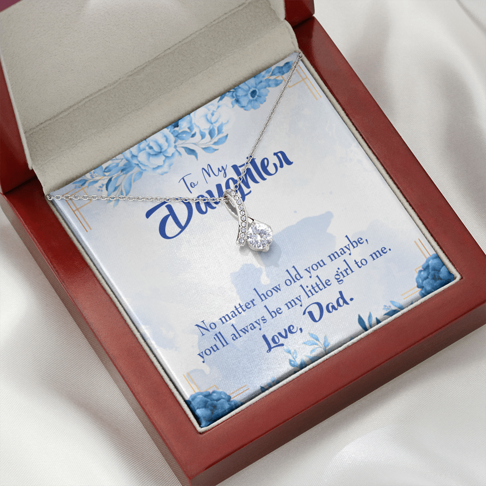 To My Daughter Daddy's Little Girl Alluring Ribbon Necklace Message Card-Express Your Love Gifts