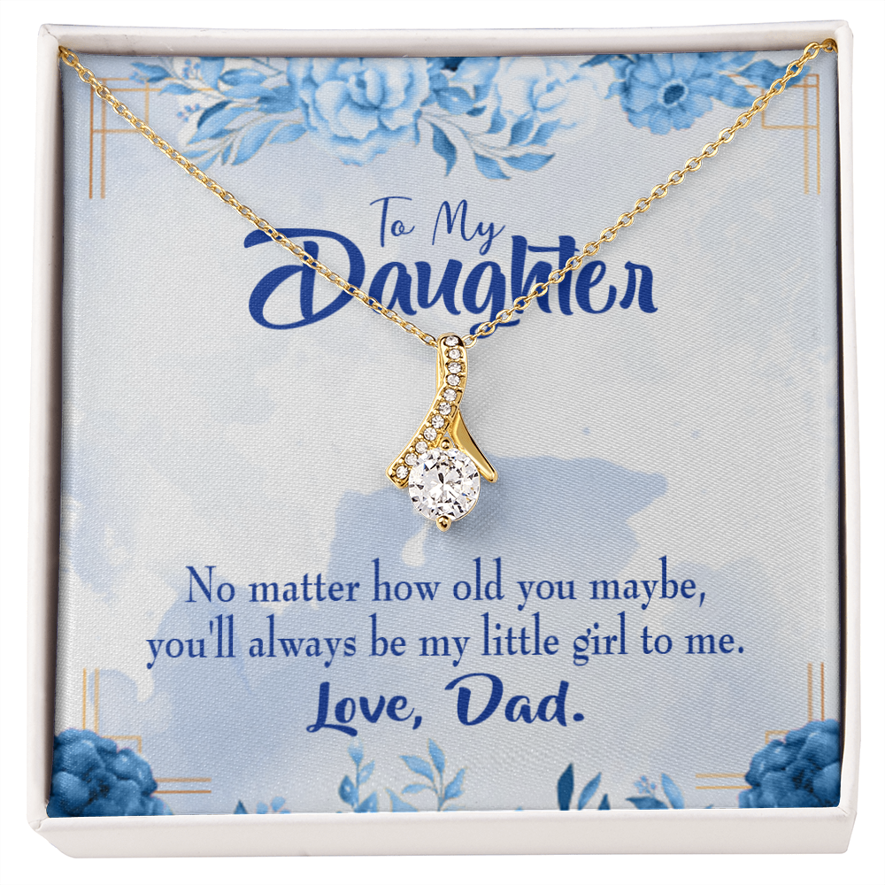 To My Daughter Daddy's Little Girl Alluring Ribbon Necklace Message Card-Express Your Love Gifts